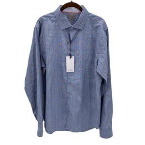 Truly Slim Fit Blue/White Long Sleeve Button Down Shirt Men’s Size L